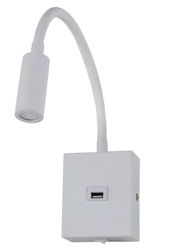Arandela led 3w 3000k br ip20 articulada c/ usb 2,1a aine
