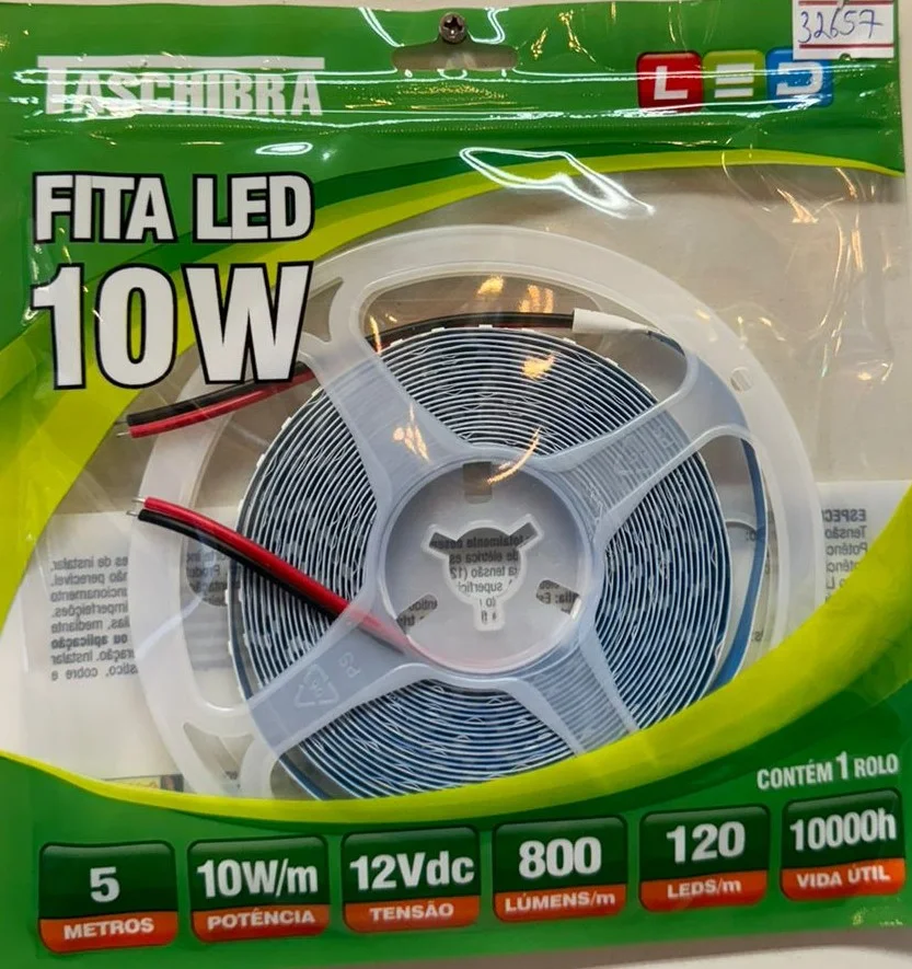 Fita led 4000k 12v ip20 10w/m 120leds/m rolo c/ 5m