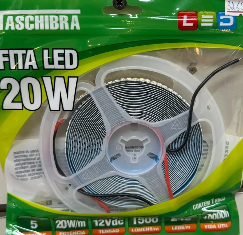 Fita led 4000k 12v ip20 20w/m 240leds/m rolo c/ 5m