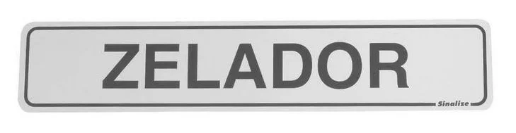 Placa de sinalizacao aluminio zelador 5x25cm