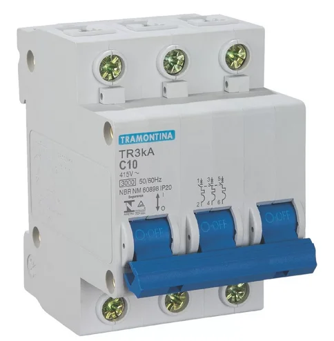 Disjuntor 3x 10a c 3ka 127v - 220v tramontina