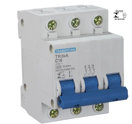 Disjuntor 3x 16a c 3ka 127v - 220v tramontina