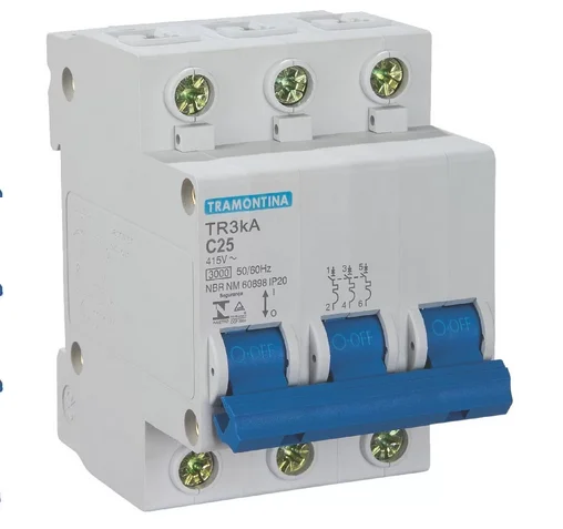 Disjuntor 3x 25a c 3ka 127v - 220v tramontina